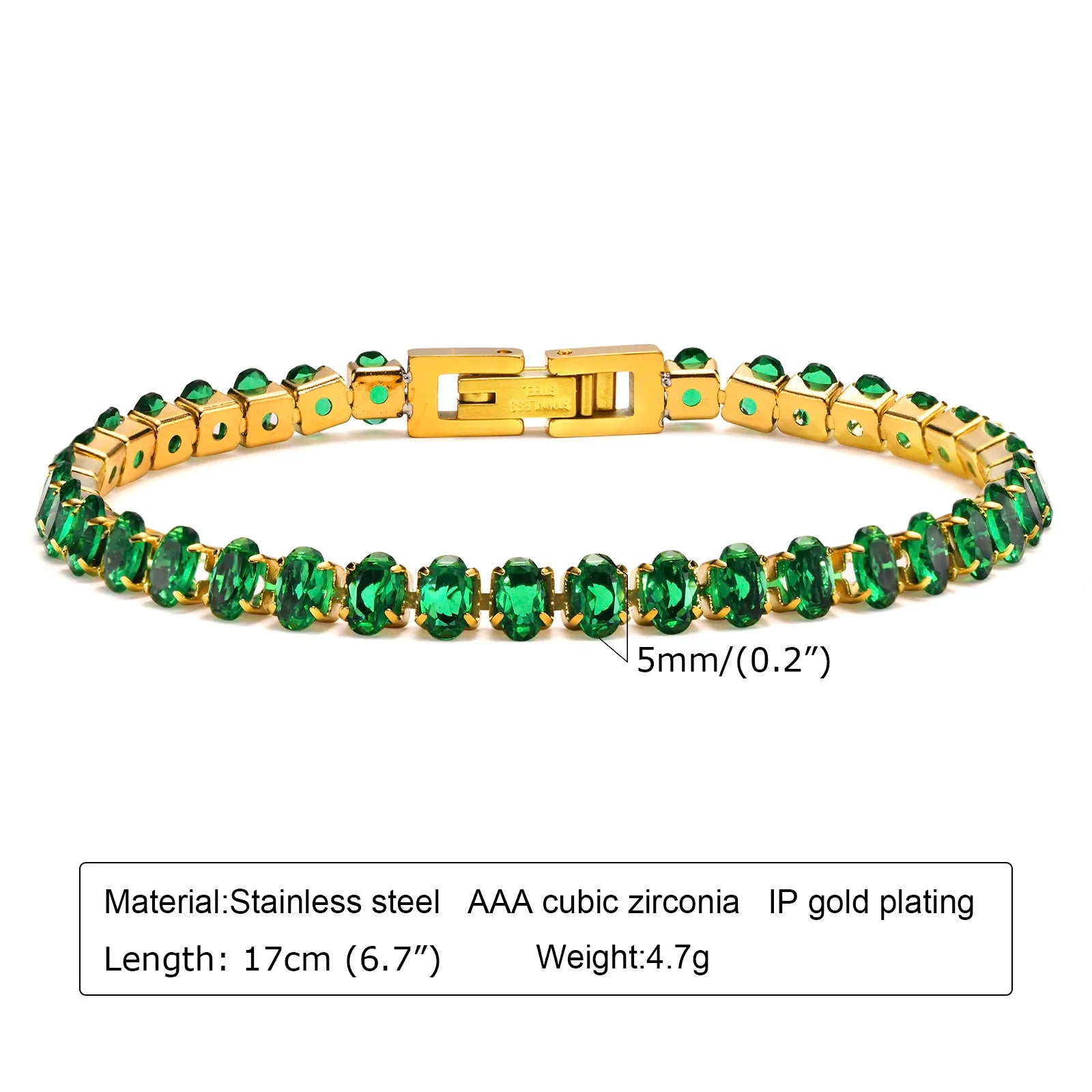 Vintage Green Zircon Necklace Gold Plated Women Jewelry