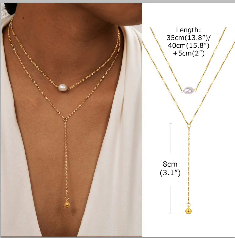 Elegant Lariat Necklace Y Shape Gold Plated Women Jewelry