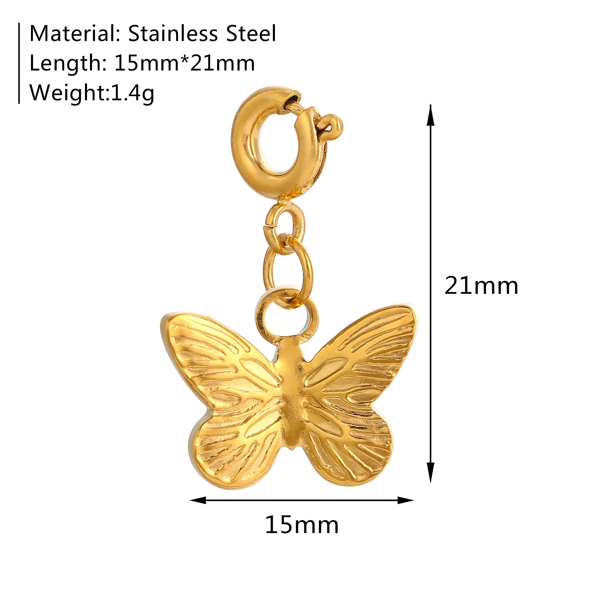 18K Gold Plated Charm Pendants Set Fish Bear Sun Butterfly DIY Jewelry
