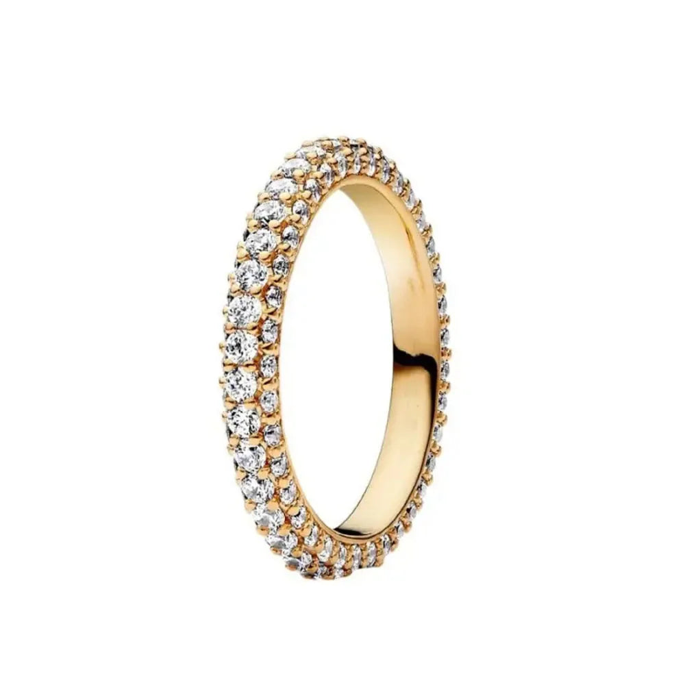 Elegant Gold Ring Sun Heart Bow 925 Silver Women Jewelry