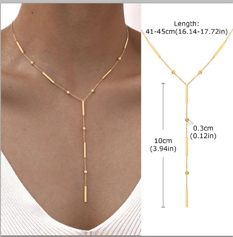 Elegant Lariat Necklace Y Shape Gold Plated Women Jewelry