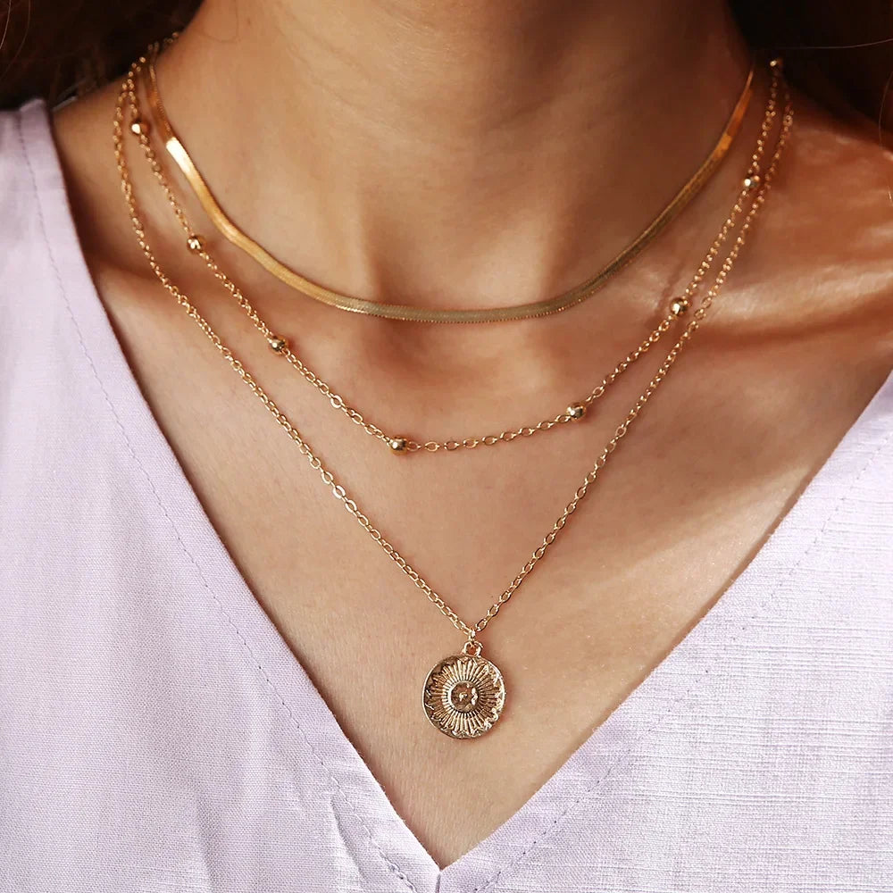 Stylish Long V Necklace Gold Vertical Bar Pendant Women 2024