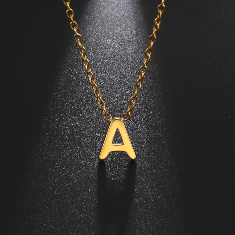 Elegant A-Z Initial Necklace Stainless Steel Alphabet Pendant for Women