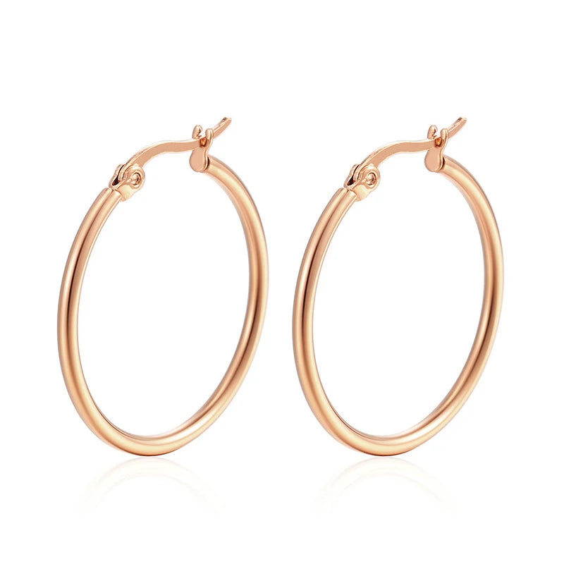 Big Hoop Earrings 30-80mm Stainless Steel Gold Silver Women