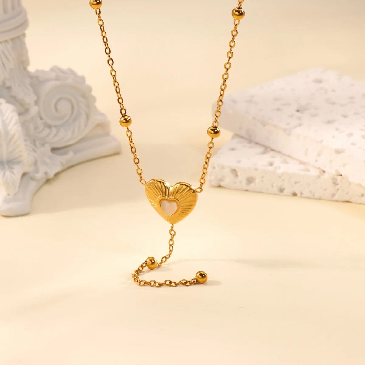 Stylish Layered Heart Necklace 316L Steel Goth Choker for Women