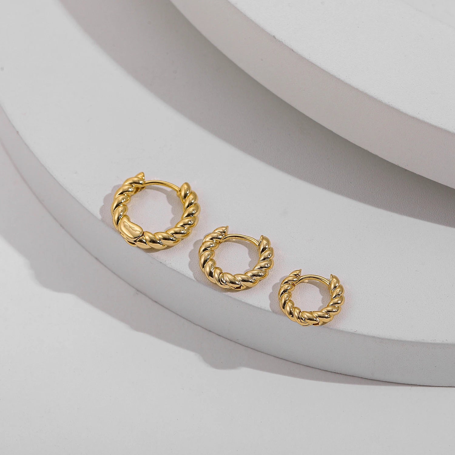 Trendy Twisted Hoop Earrings Gold Small Huggie Women