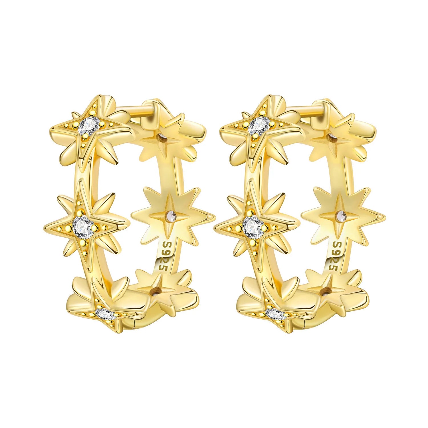 Elegant Gold Hoop Earrings 925 Silver Temperament Women