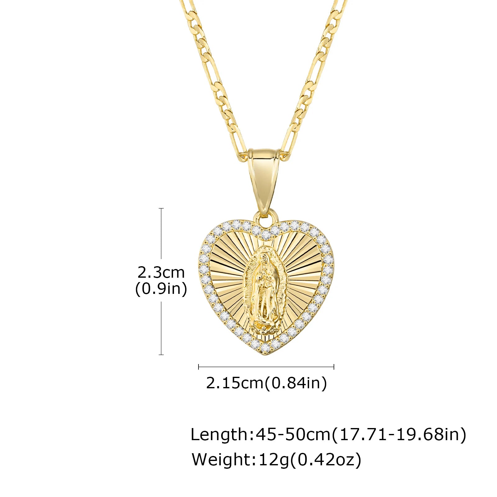 Guadalupe Charm Necklace Cubic Zirconia Women Faith Jewelry