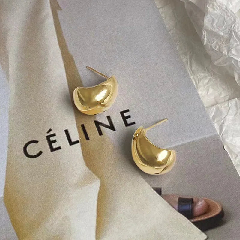 Minimalist Water Drop Bean Earrings 925 Silver Needle Luxury Women
