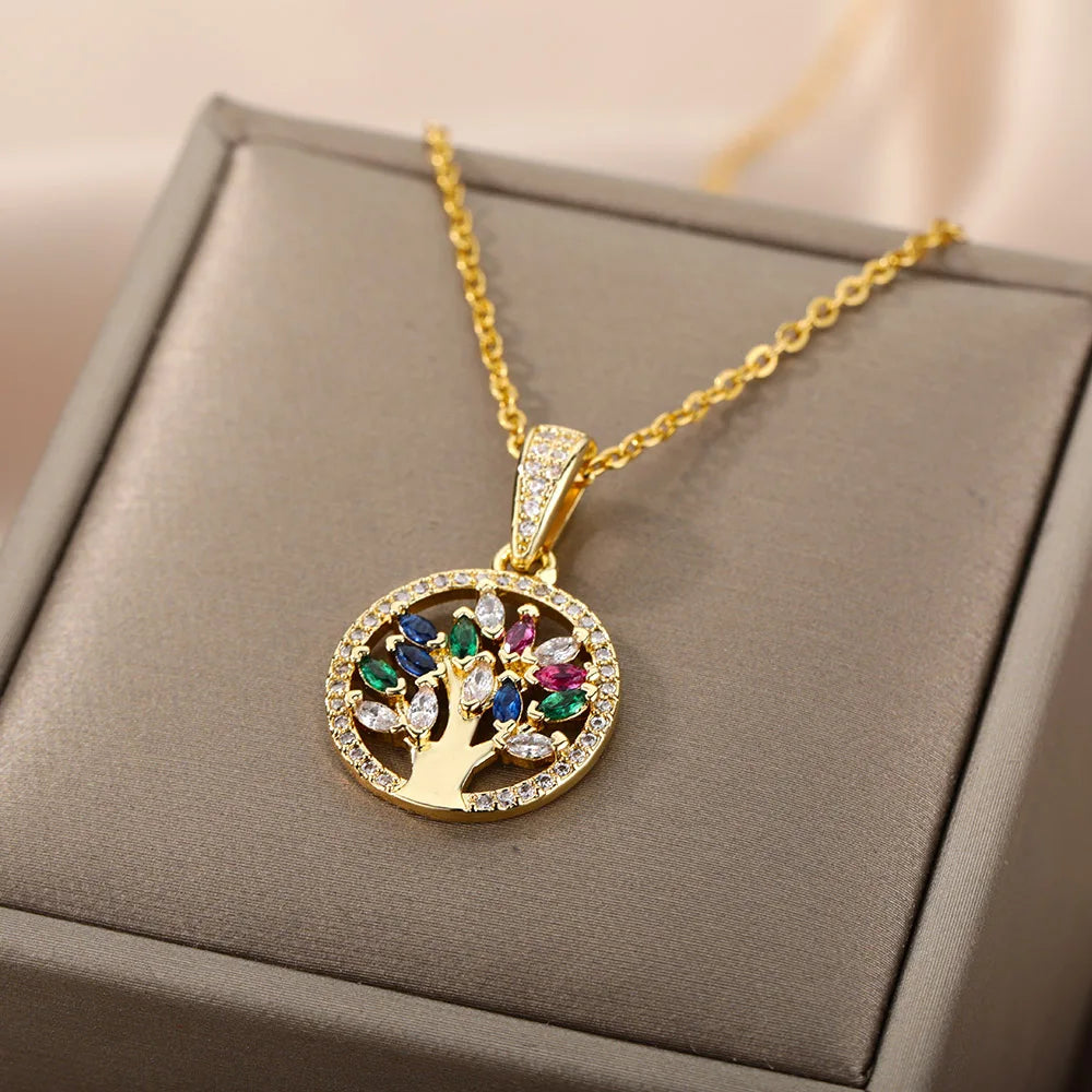 Stylish Layered Heart Necklace 316L Steel Goth Choker for Women