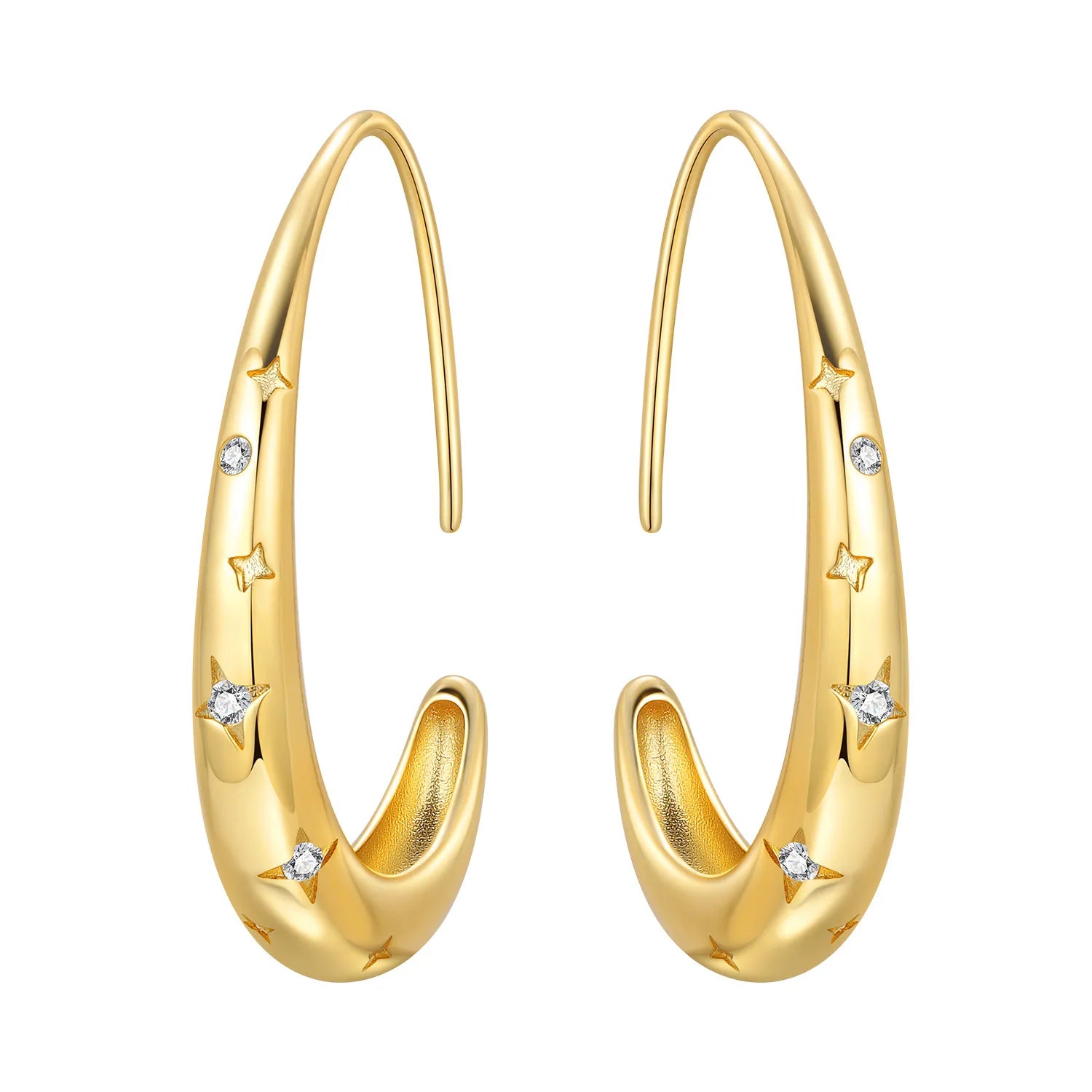 Elegant Square Hoop Earrings 18K Gold S925 Women Jewelry