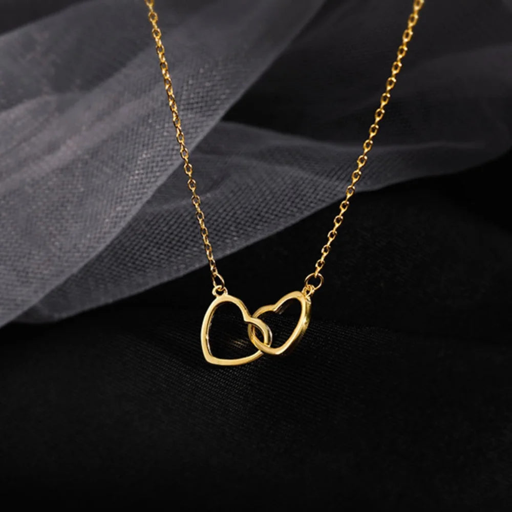 Retro Love Buckle Pendant Necklace Gold Women Accessories
