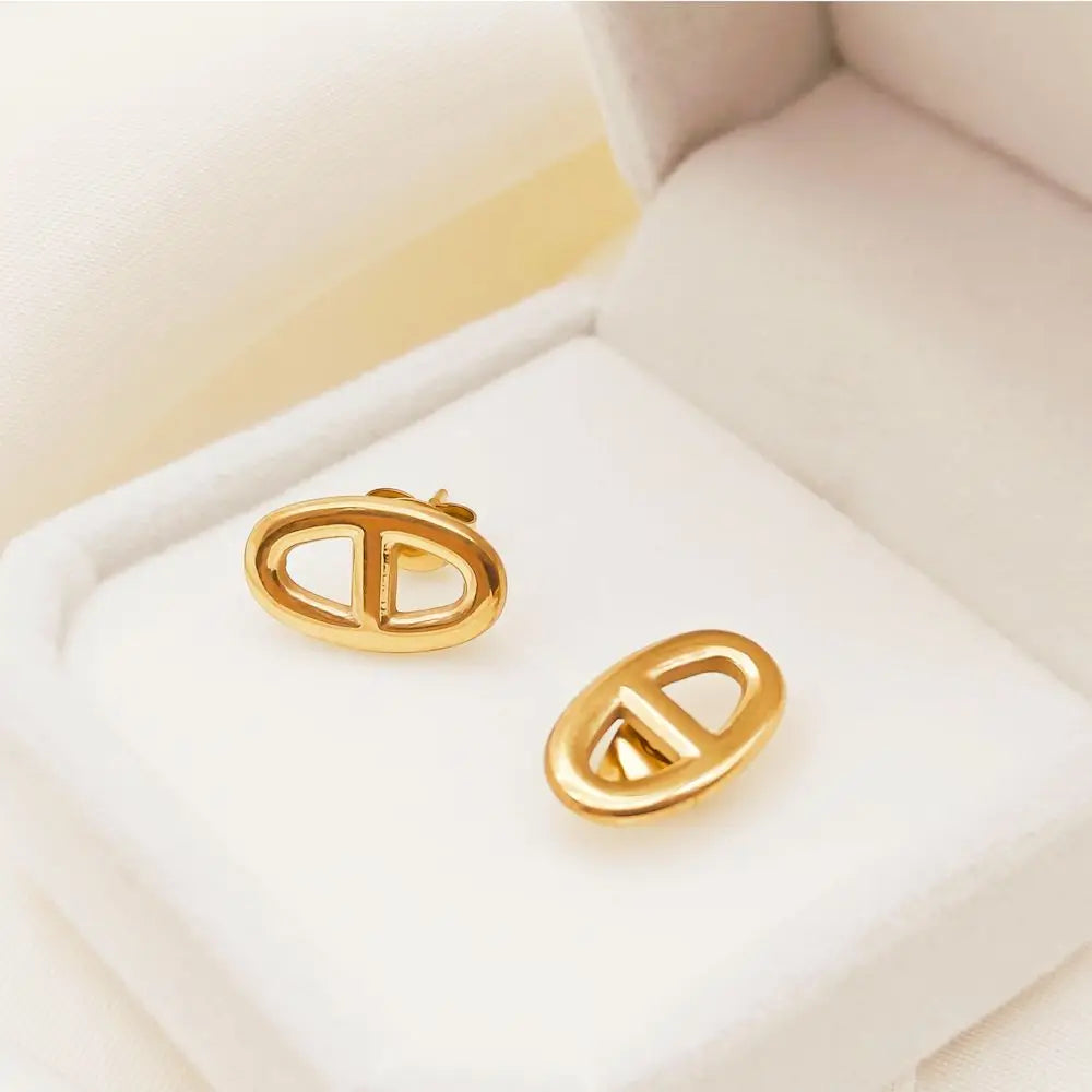 Vintage Stainless Steel Stud Earrings Gold Silver Aesthetic for Women
