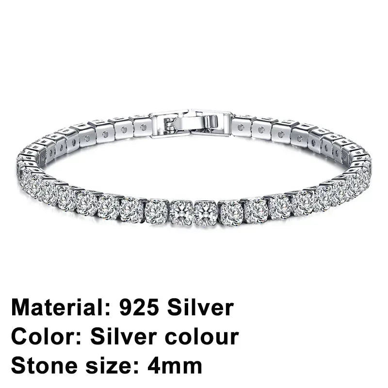 Elegant 925 Silver Tennis Bracelet Original Hip Hop Design