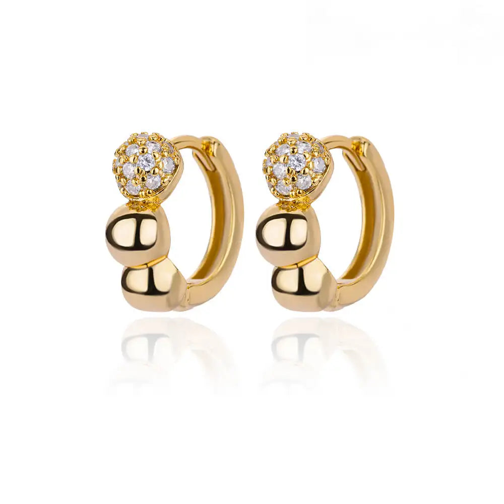 Elegant Small Gold Tone Earrings Square and Round Stainless Steel