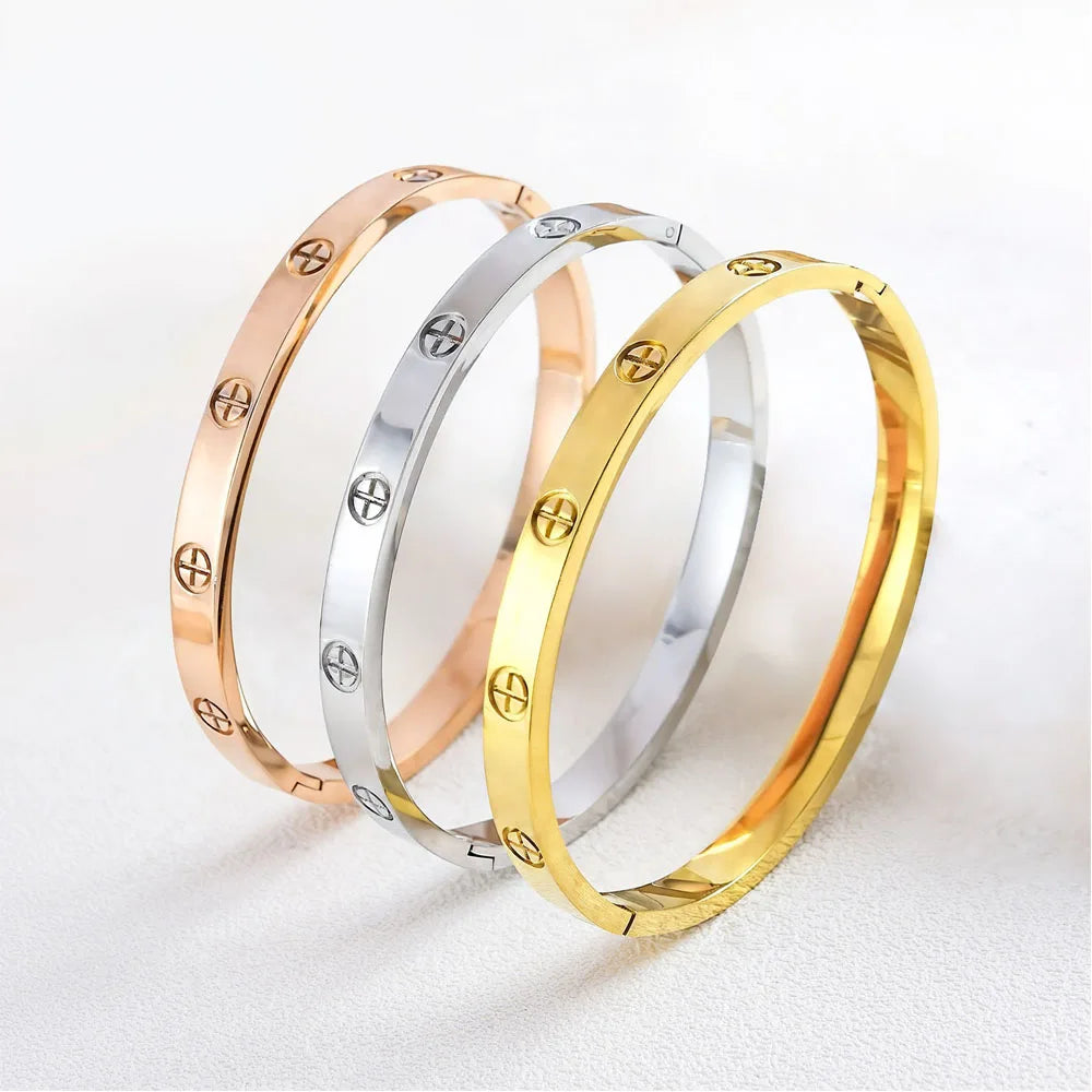 Waterproof Stainless Steel Cross Bangle Bracelet Luxury Women Gift