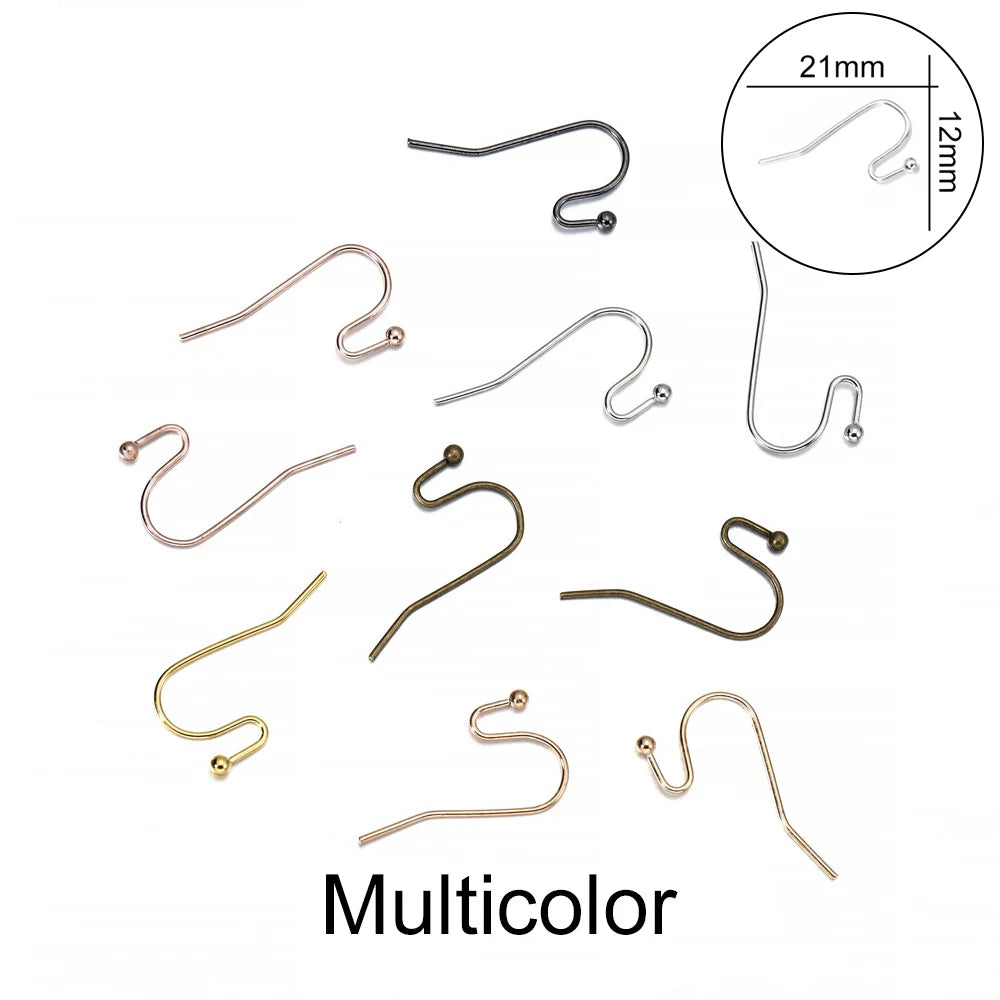 100pcs Iron Bead Charms Earring Hooks Set DIY Jewelry Making Supplies