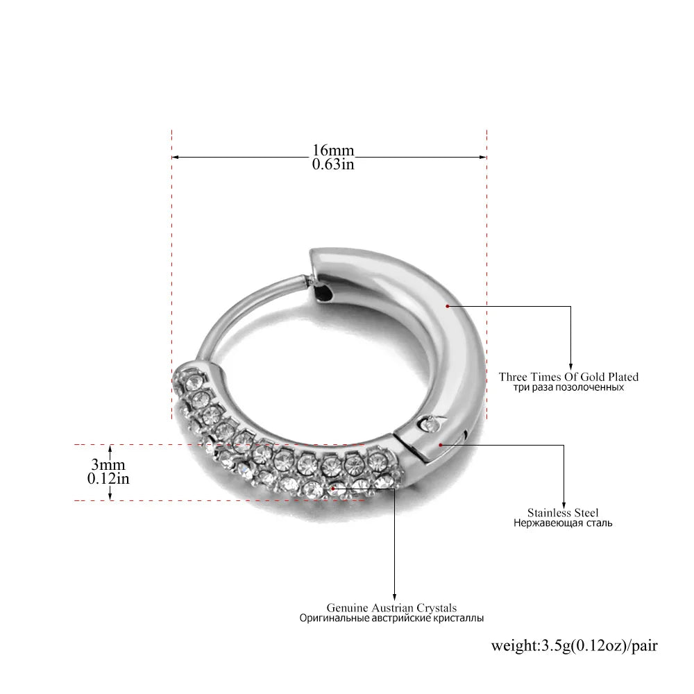 Lokaer Fashion 316L Stainless Steel Rhinestone Hoop Earrings 18K PVD Gold Plated Handmade Daily Jewelry for Women Girls E24216