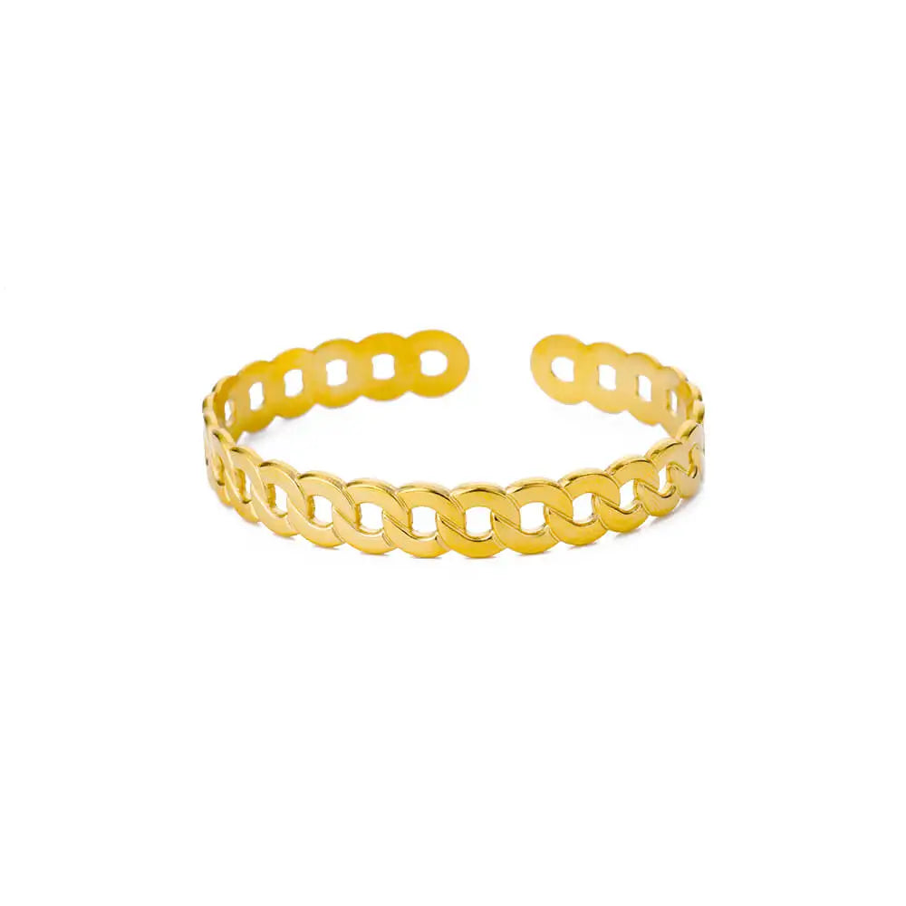 Gold Flower Cuff Bracelet Stainless Steel Floral Bangle for Women