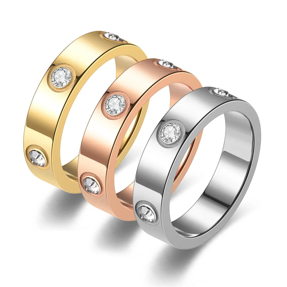 Unisex Classic Stainless Steel Diamond Ring Fashionable Accessory for Men And Women Jewelry Gift Size 5-11