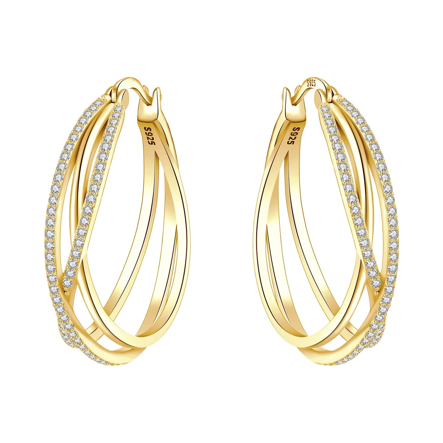 Elegant Gold Hoop Earrings 925 Silver Temperament Women