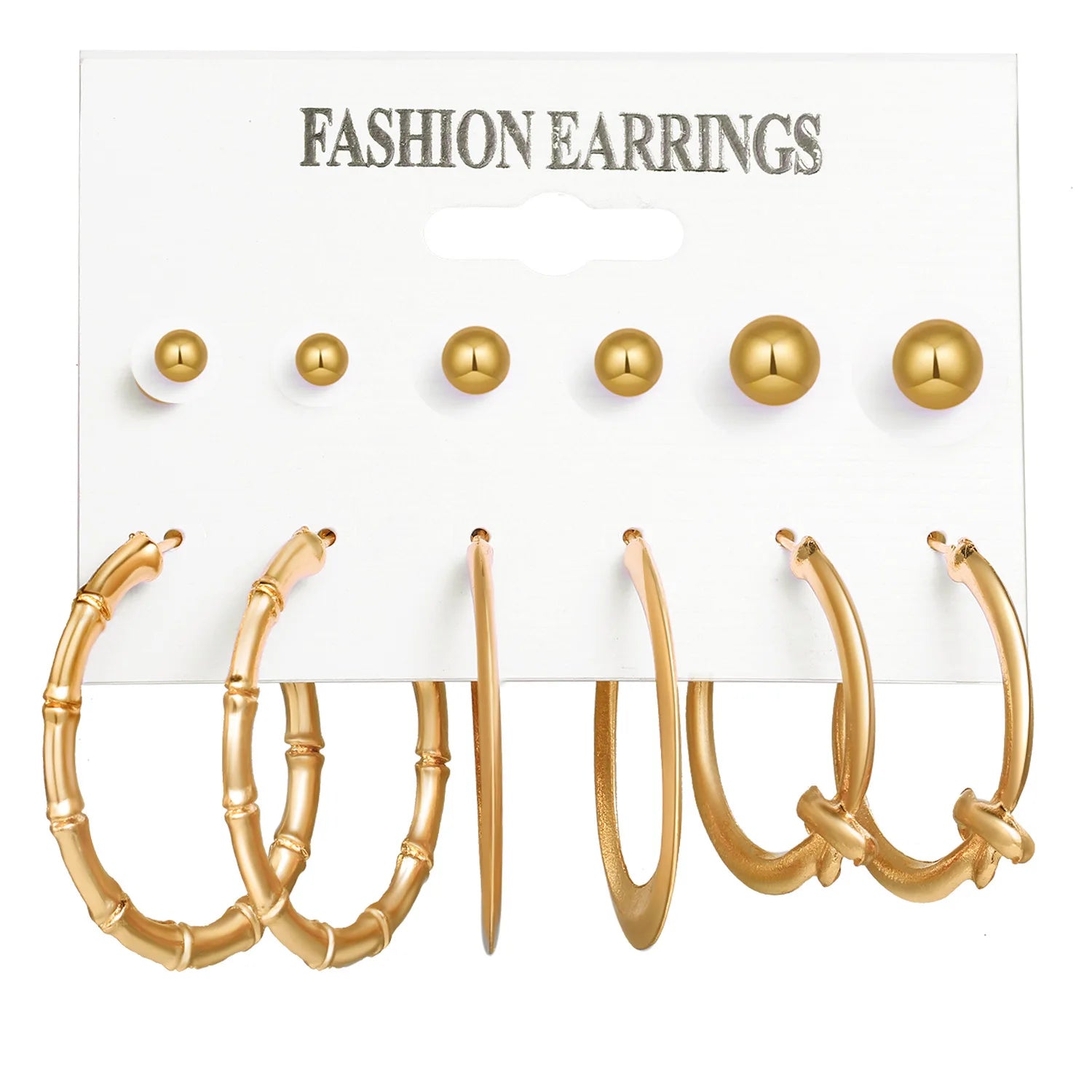 Stylish Boho Earring Set Big Hoops Pearl Square Heart Zircon Design