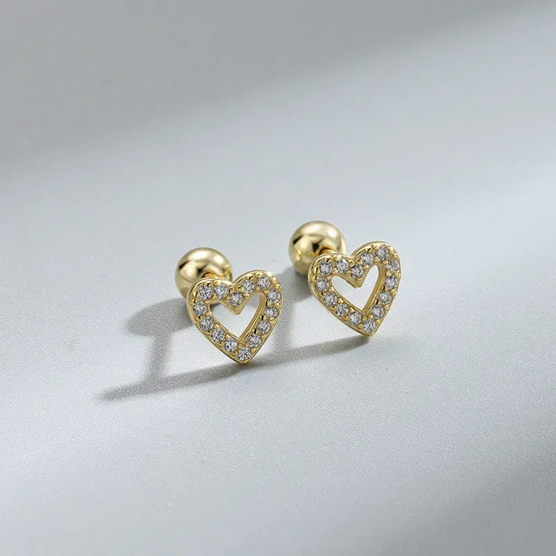 Minimalist Heart Stud Earrings Hypoallergenic Women