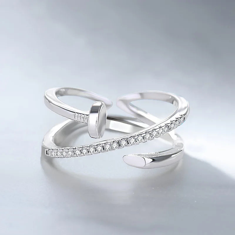 Trendy Gold Couple Ring Zirconia Adjustable Women Ring