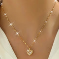 Elegant Heart Necklace Zirconia Crystal Women Anniversary Gift