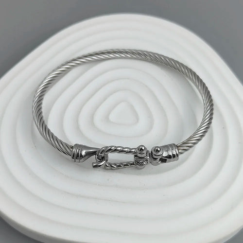 18K Gold Horseshoe Wire Bracelet Stainless Steel Waterproof Couple