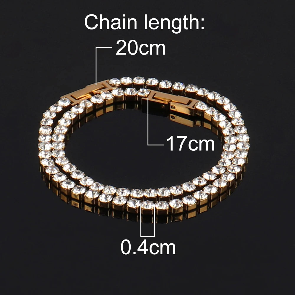 Modern 4mm Tennis Bracelet Stainless Steel Zircon Luxury Design