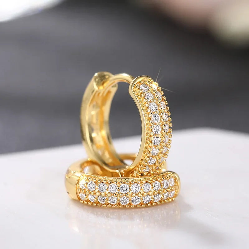 Minimalist Micro Inlaid Zircon Ear Buckle Elegant Daily Earrings