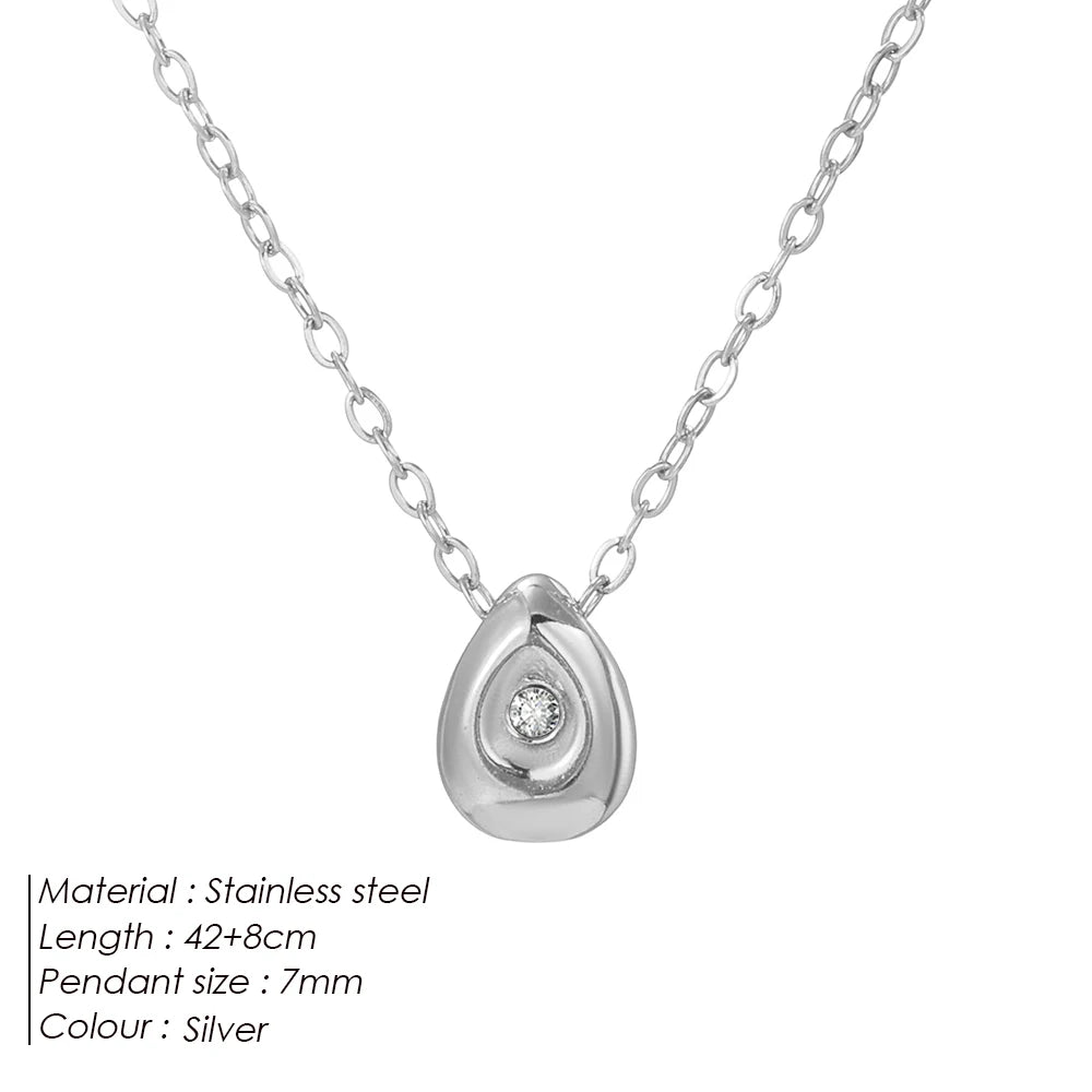Elegant Water Drop Necklace Gold Plated Stainless Steel Women