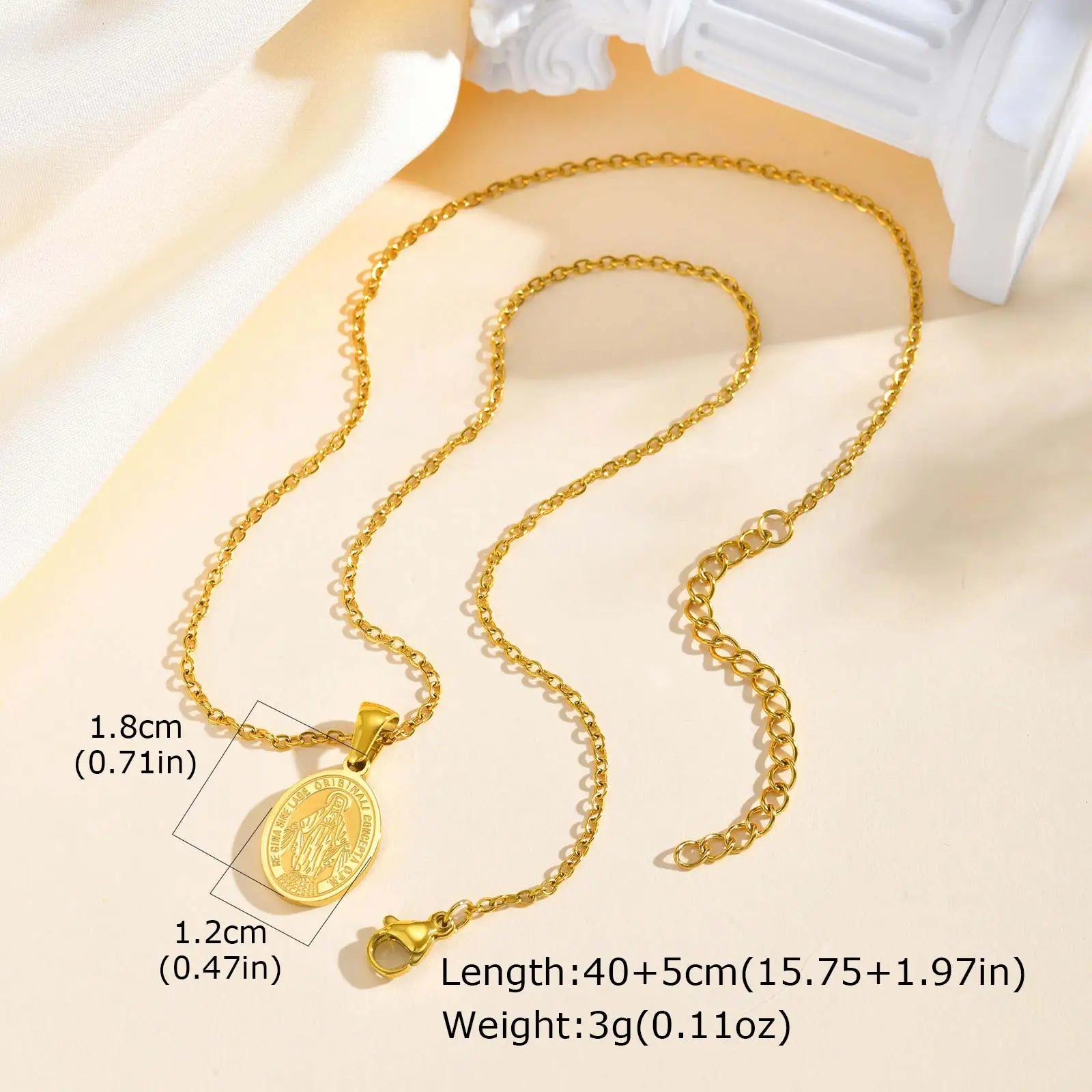 Prayer Necklace Virgin Mary Pendant Women Faith Jewelry