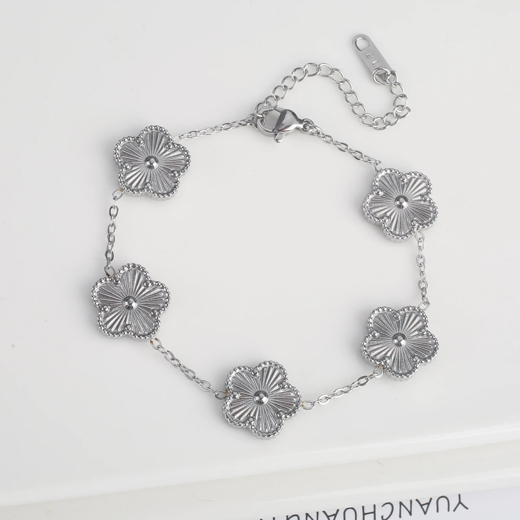 Five Leaf Clover Shell Bracelet Stainless Steel Colorful Women Jewelry