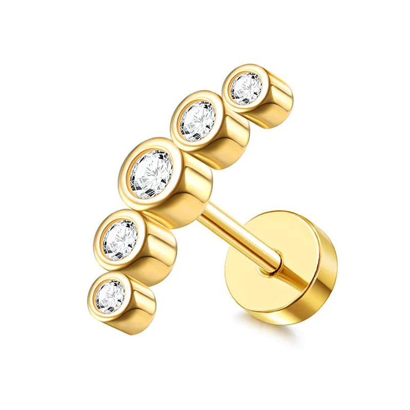 Surgical Steel Flat Back Cartilage Stud Earring Butterfly Flower