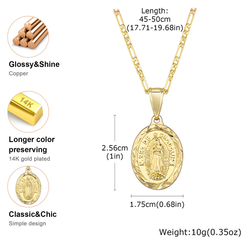 Guadalupe Charm Necklace Cubic Zirconia Women Faith Jewelry