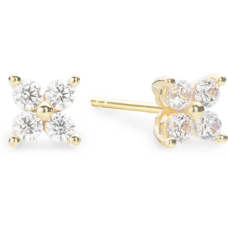 Star Stud Earrings 14K Gold Plated Rhinestone Hypoallergenic Women