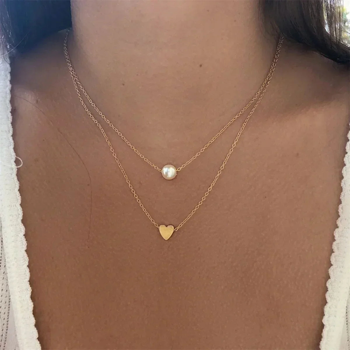 Silver Double Layer Star Moon Necklace Zircon Choker for Women