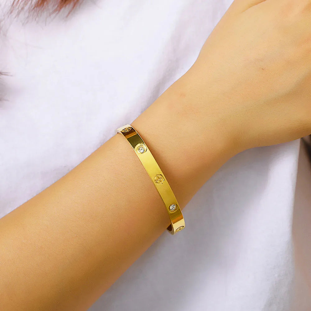 Waterproof Stainless Steel Cross Bangle Bracelet Luxury Women Gift