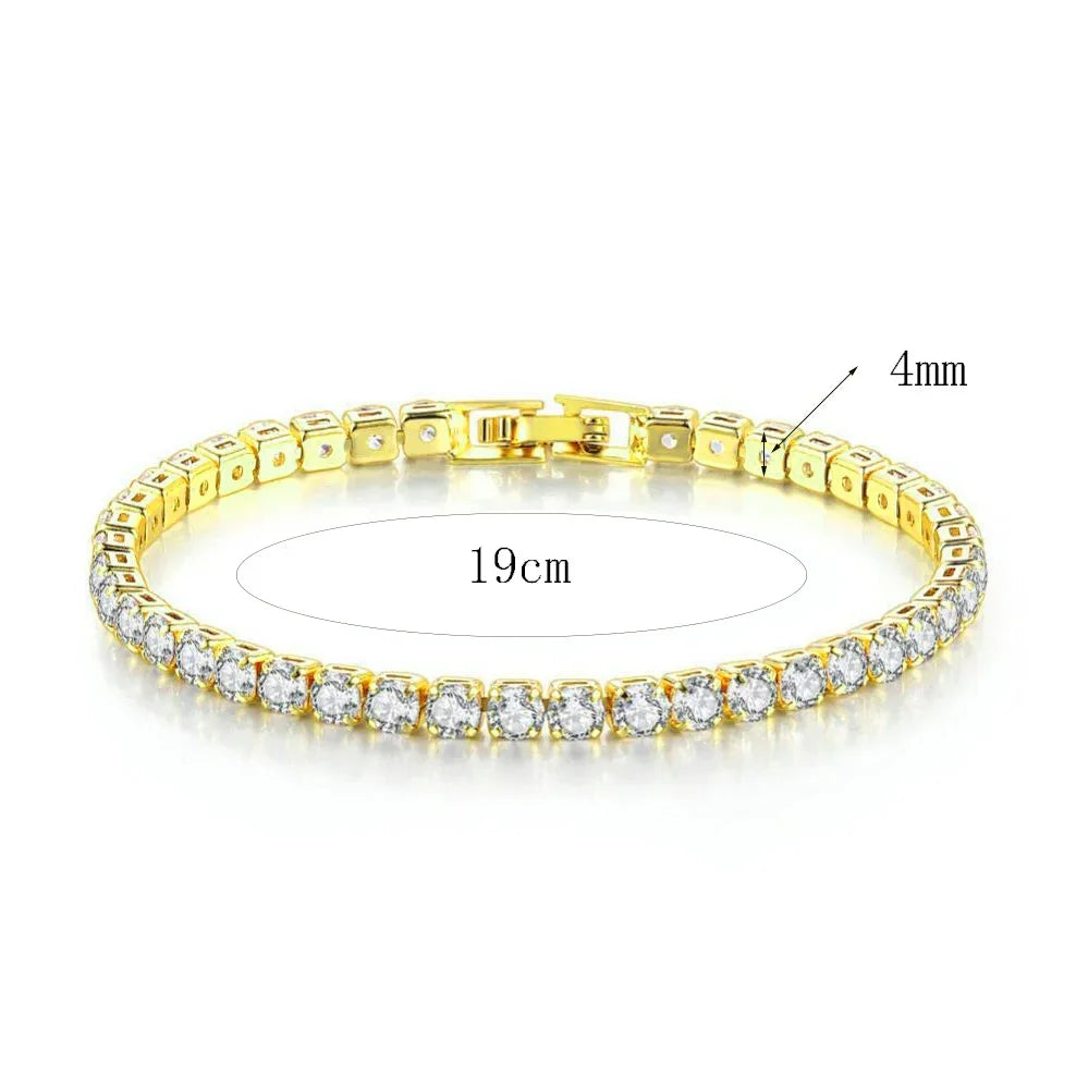 Gold Stainless Steel Tennis Bracelet Matching Bangles Luxury Couple