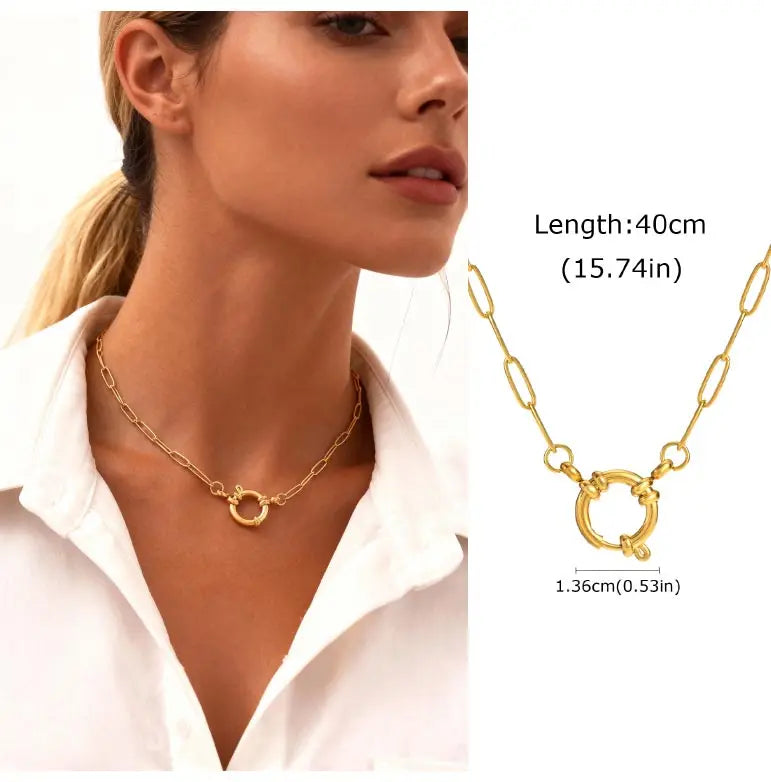 Sliding Water Droplet Pendant Necklace Gold Stainless Steel Waterproof
