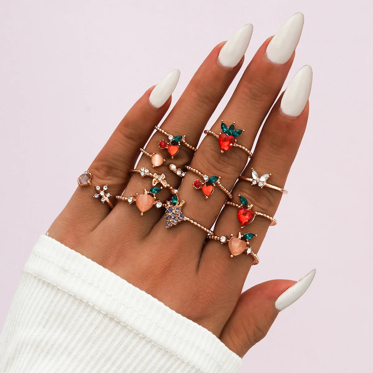 Trendy 21Pcs Gold Ring Set Vintage Geometric Hollow Design Women