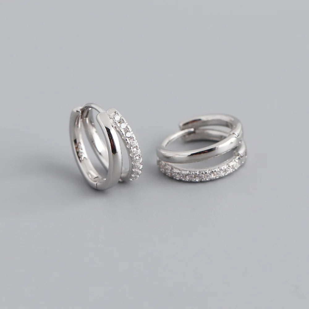 Zircon Star Hoop Earrings Stainless Steel Punk Unisex Rock Jewelry