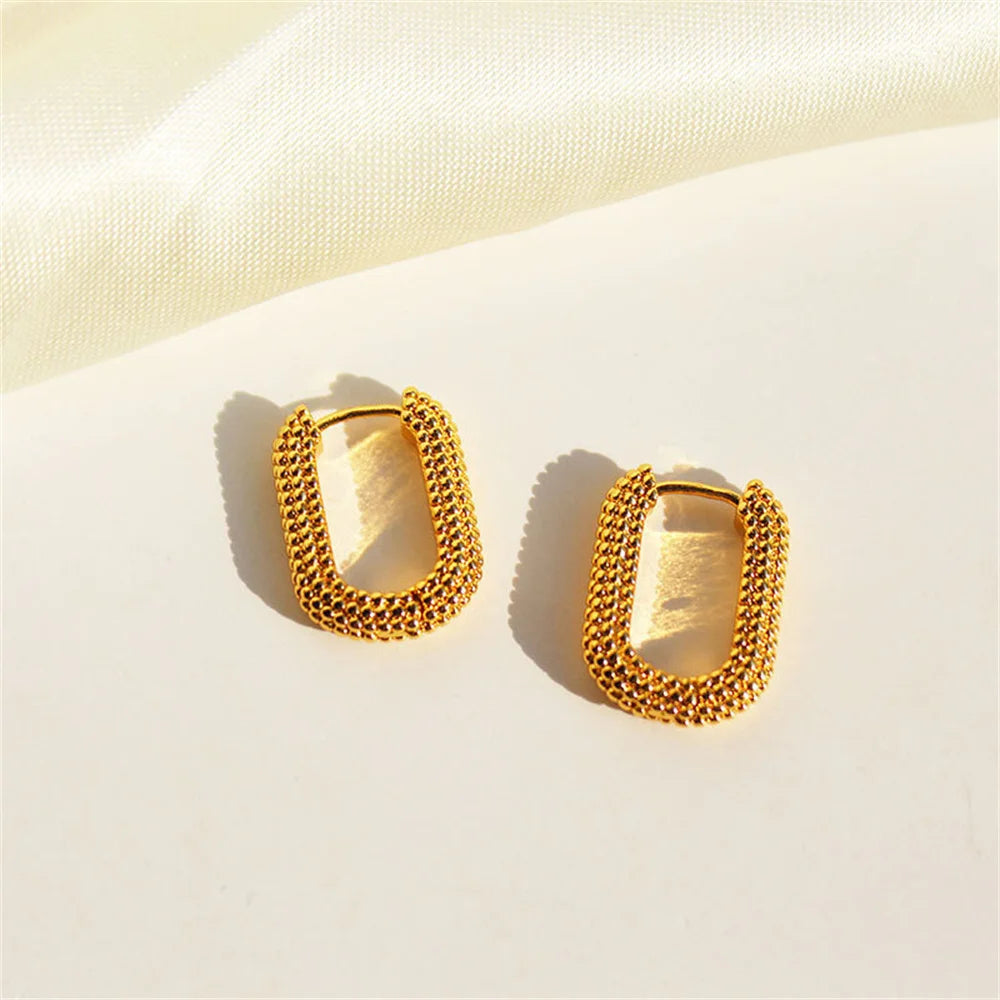 Geometric Square Earrings Gold Drop Women Party Jewelry