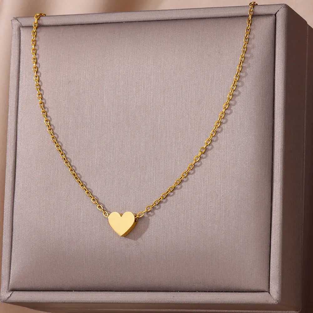 Stylish Layered Heart Necklace 316L Steel Goth Choker for Women