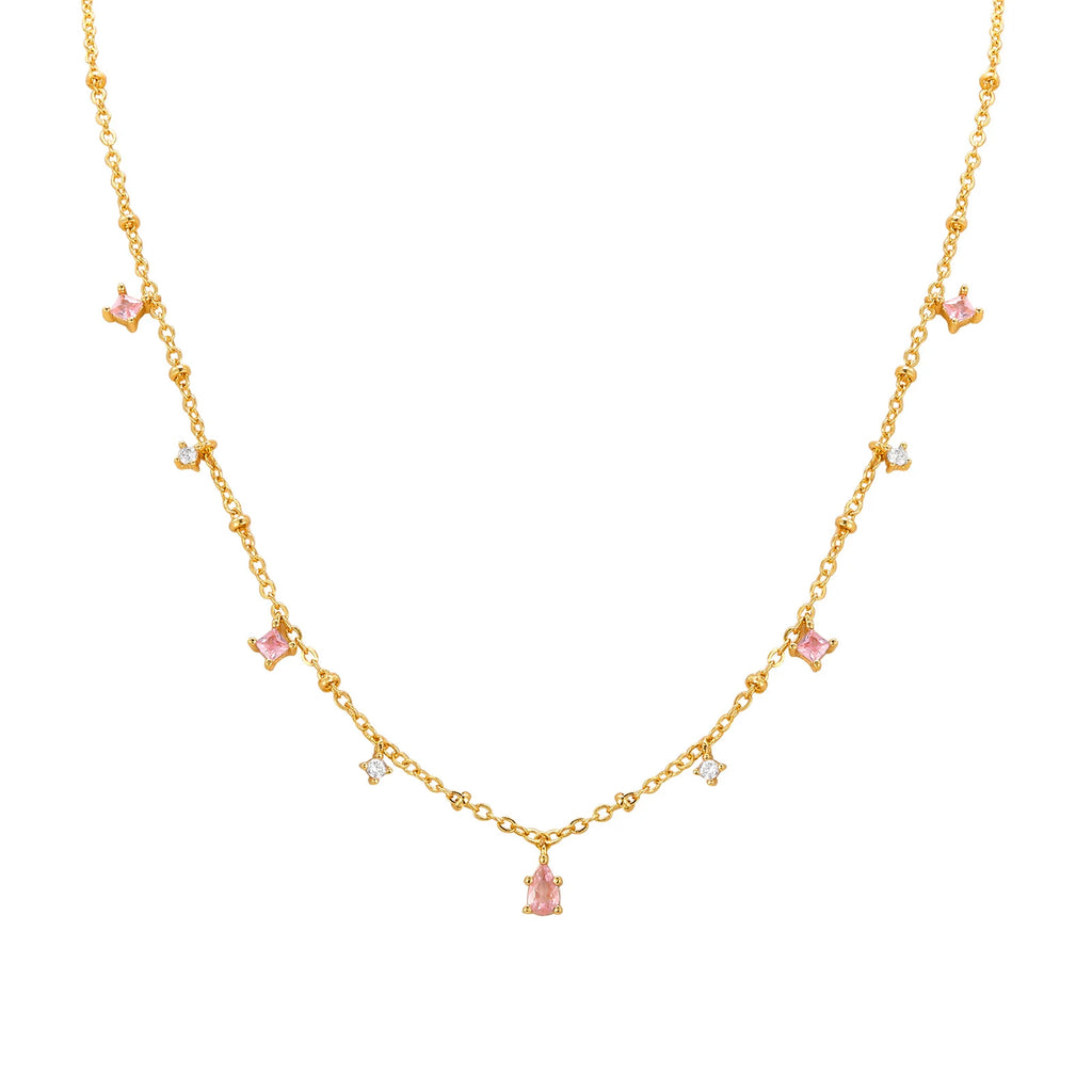 Elegant Clear Stone Necklace Gold Plated Women Jewelry