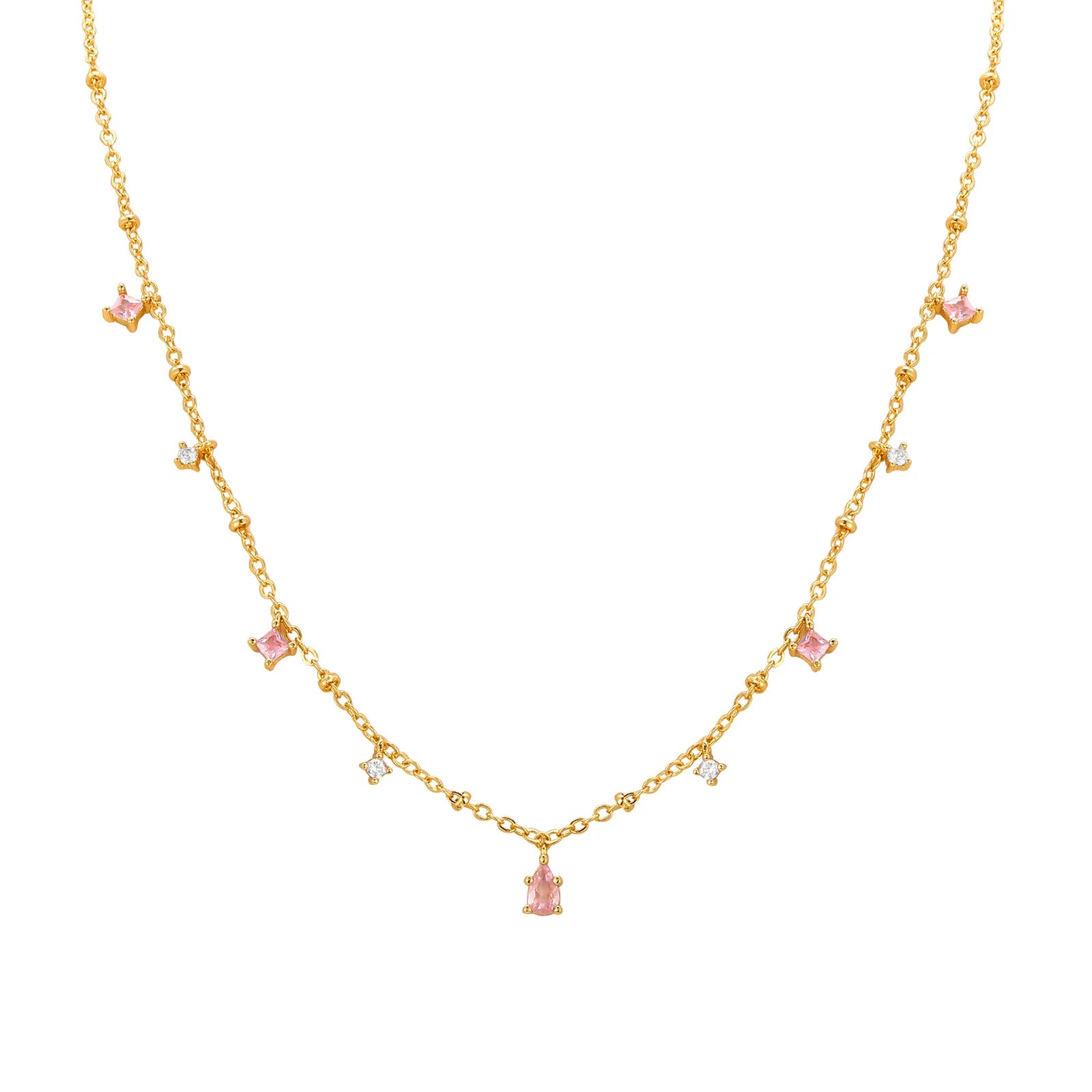 Elegant Clear Stone Necklace Gold Plated Women Jewelry