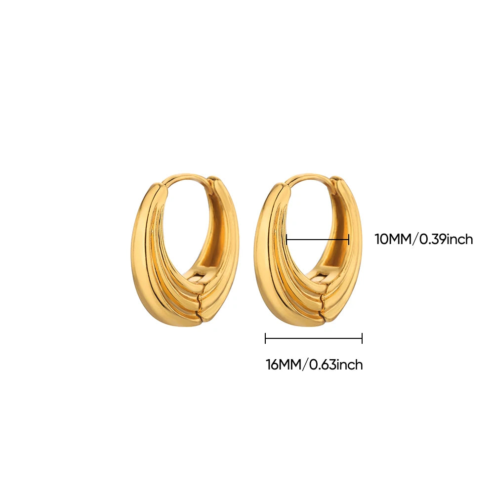 Chunky Gold Hoop Earrings Stainless Steel Minimalist Women Trend