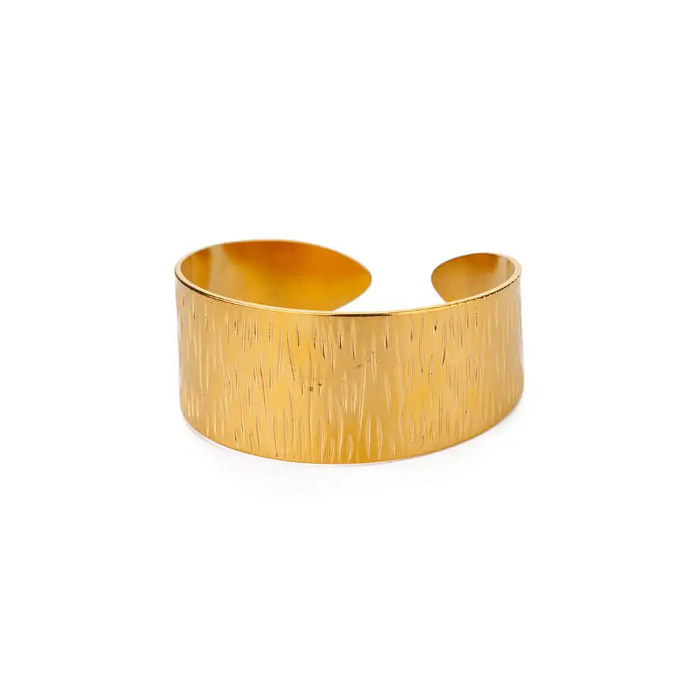 Gold Flower Cuff Bracelet Stainless Steel Floral Bangle for Women